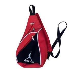 Jordan teardrop style multi pocket red-black sports gym shoulder bag